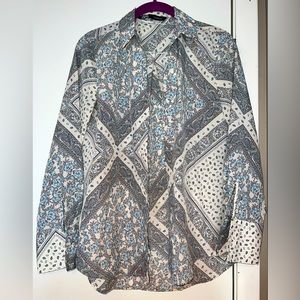 Zara satin button up top.